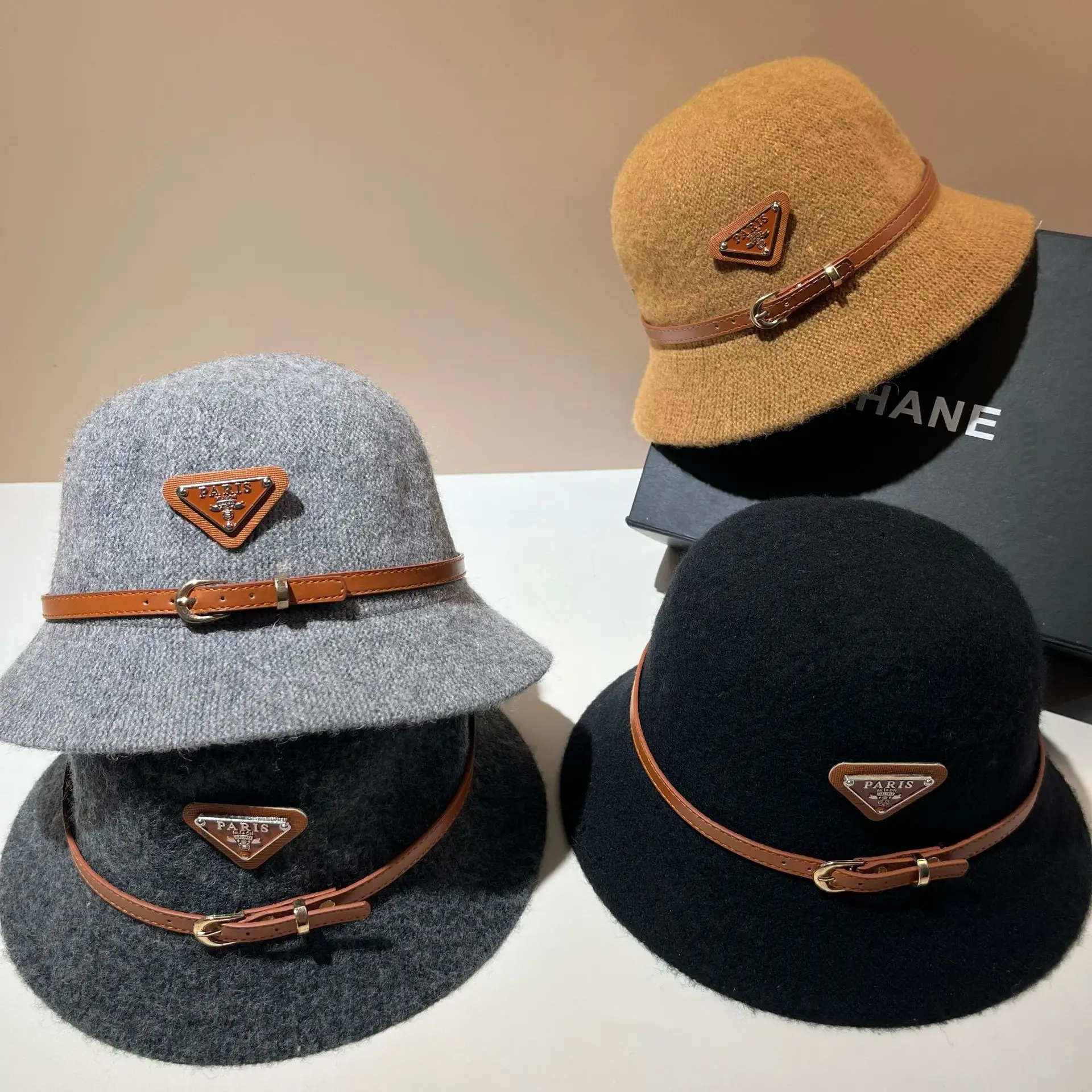 

​Thermal Women's Winter Bucket Hat - French Triangle Belt Wool Design, Windproof Fisherman Cap, Cold Weather Essential​