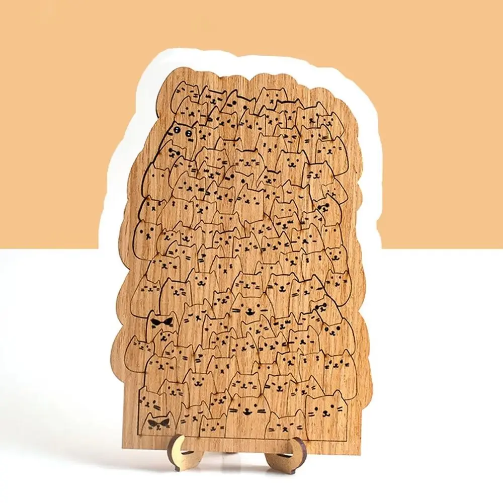 

Unique Cat Shape Hundred Cat Puzzle Brain Teaser Irregular Wooden Jigsaw Cartoon Challenging Animal Puzzle Puzzle Enthusiasts