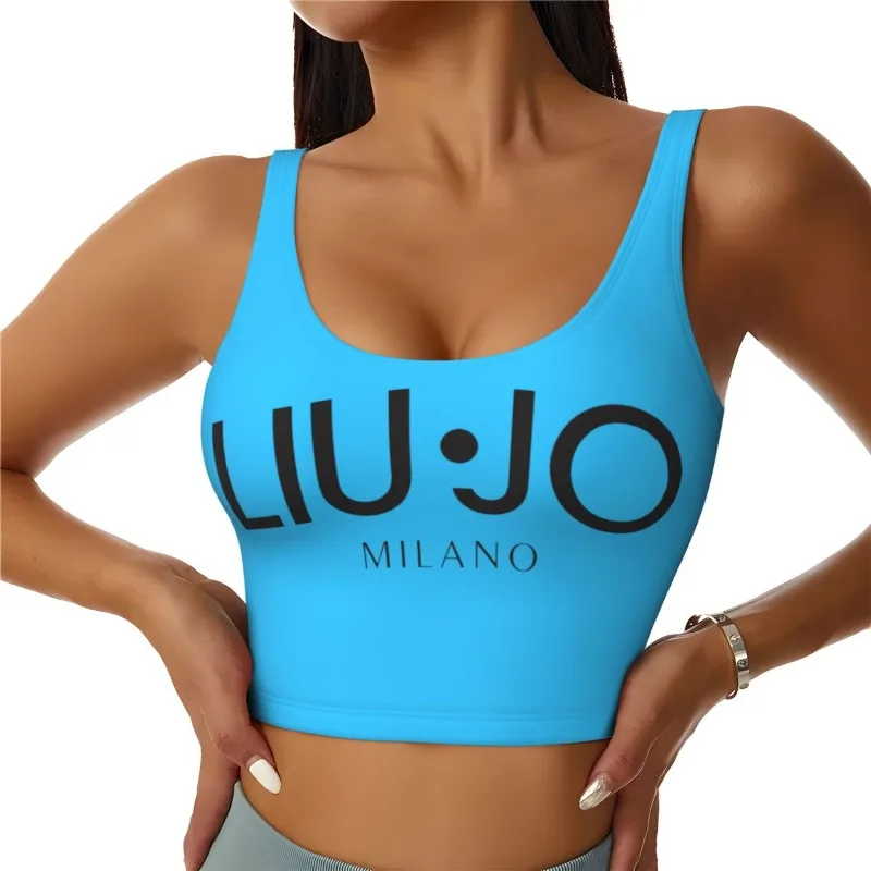 Women's Liu Italy Jo Sexy Loose Sports Bra Lettering Printed Cropped Top High Intensity Fitness Yoga Cropped Tank Top