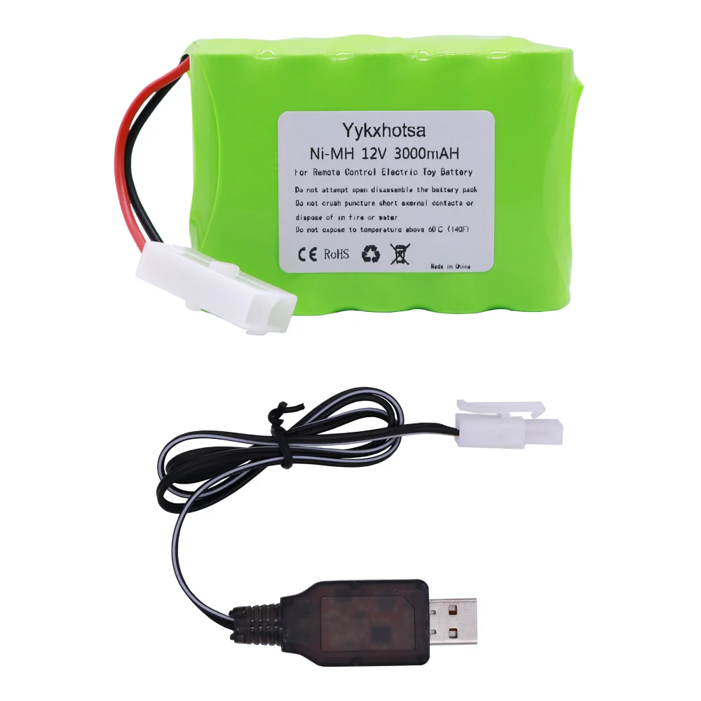 12V 3000mAh NI-MH batteria Tamiya Spina con USB charger set 10x AA Ni-Mh battery Pack per RC elettrico giocattoli RC auto camion barche