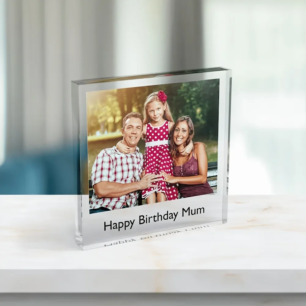 Custom Acrylic Photo,Personalized Text Picture Frame Family Couple Photo Desktop Ornament Anniversary Birthday Memorial Gift image 3