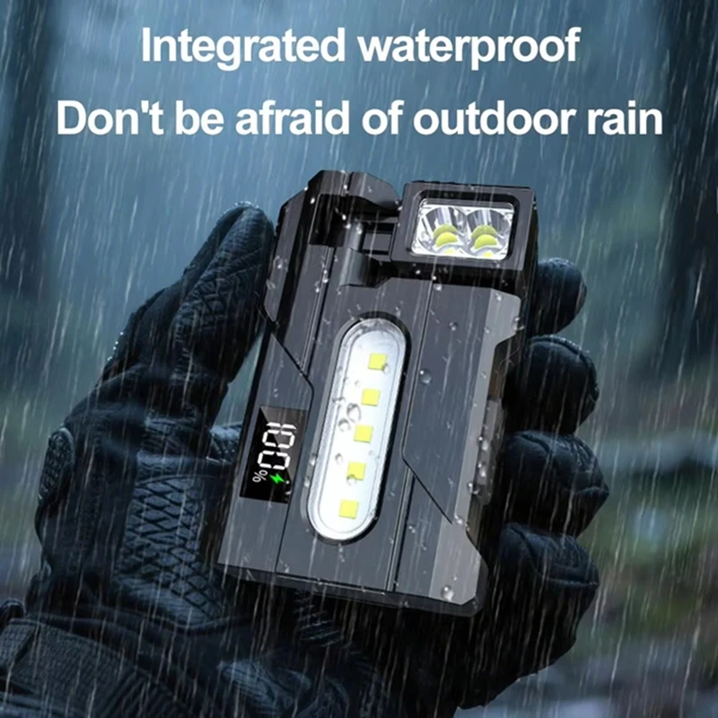 

360° Rotatable Magnetic Flashlight Multifunctional Waterproof Work Light Rechargeable Portable Outdoor Camping Emergency Lamp