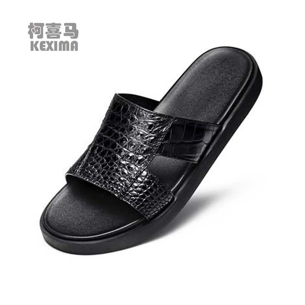 KEXIMA hanlante crocodile leather slippers  male  leisure  non-slip  breathable  male shoes summer  outdoor male slippers