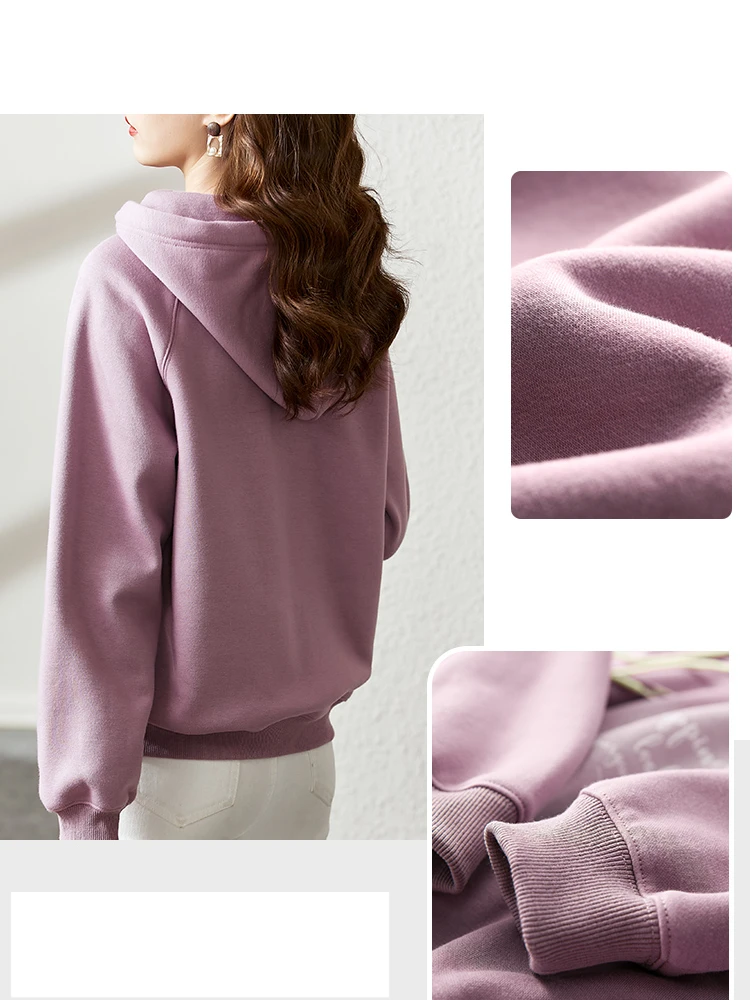 Vimly Fleece Pullover Hoodies Women 2023 Winter Korean Fashion Warm Hooded Sweatshirts Female Loose Print Long Sleeve Tops V7027