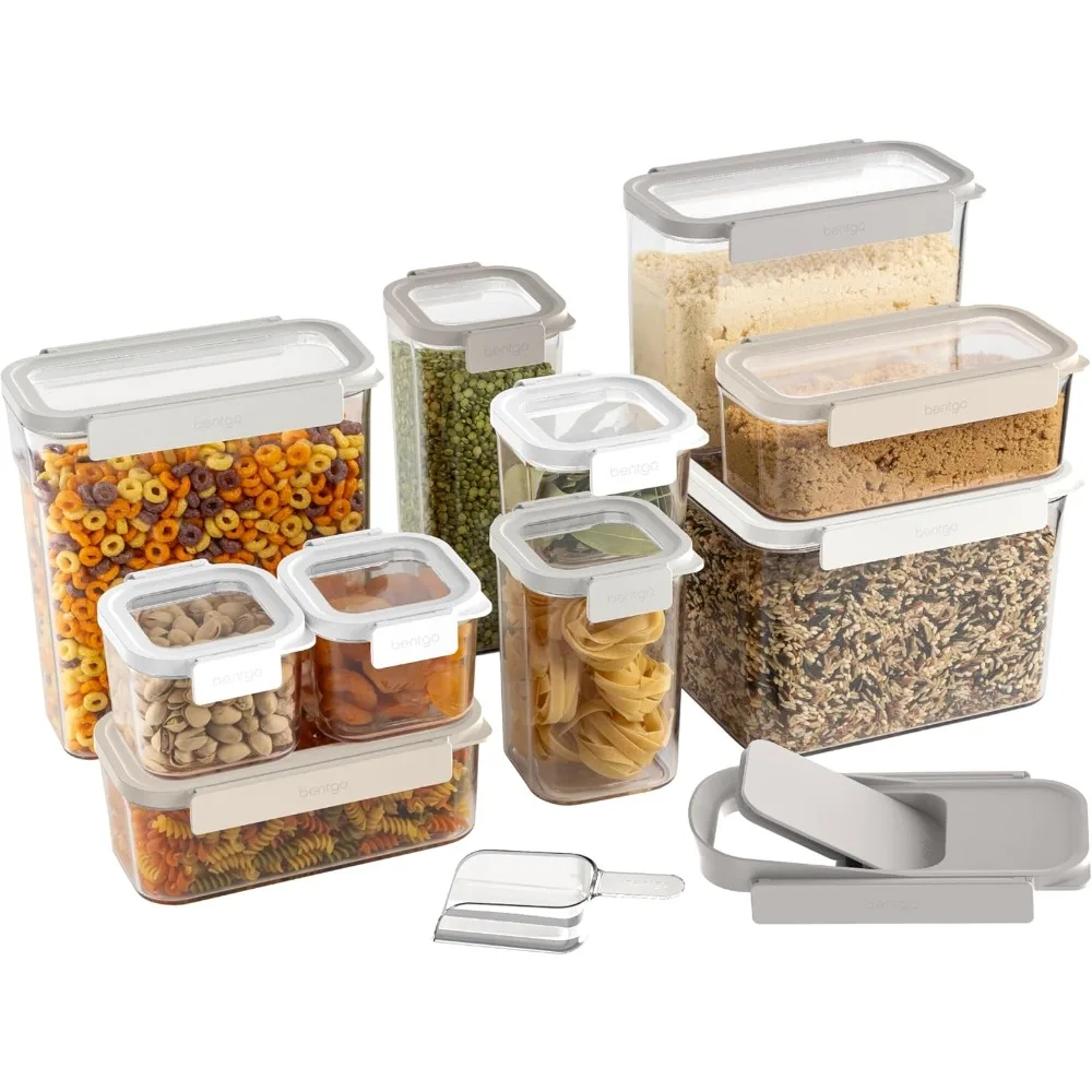 

Набор герметичных контейнеров Bentgo Pantry из 22 предметов для кухни и кладовой, прозрачное штабелируемое хранилище с запирающимися крышками