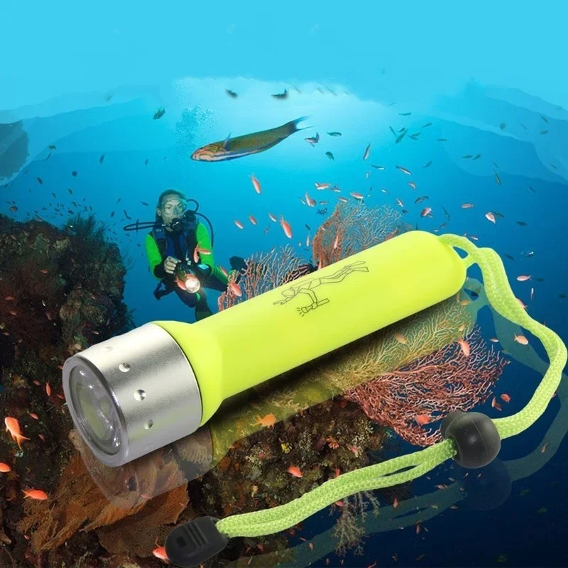 1PCs 2000LM Q5 LED Waterproof Scuba Diver Diving Flashlight Portable Shallow Light Amphibious Underwater Flash Light Torch