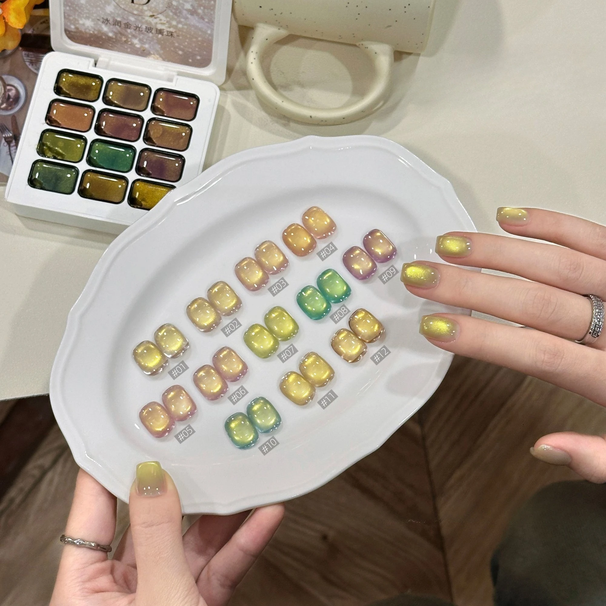 

12Grid Gold Pink Cat Magnetic Nail Gel Spring Ultra Shine Soak Off UV/LED Gel Varnishes Semi Permanent Manicure Nail Art Varnish