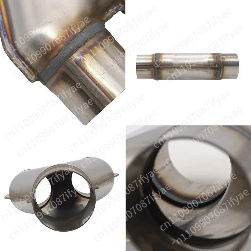Automobile 409 stainless steel exhaust pipe modified Y-type tee H X-type four-way connecting pipe 51 57 63 76MM