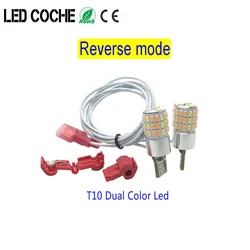 Led Coche Motorcycle Bike Reverse T10 Led W5w Dual Color Side Light Drl Turn Signal Bulbs White and Amber Pack of 2