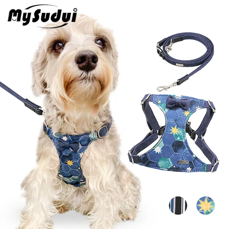 Breathable Dog Harness And Leash Set No Pull Step In Pet Harness Vest Luxury Lead Rope Easy Control For Small Dogs Cats Walking