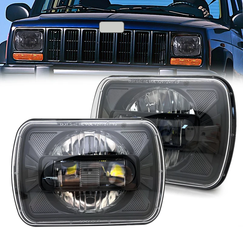 

Brightest 5X7 inc7x6'' LED Projector Headlight Hi-Lo Beam For Jeep Wrangler YJ Cherokee XJ H5054 H6054LL 69822 6052 6053