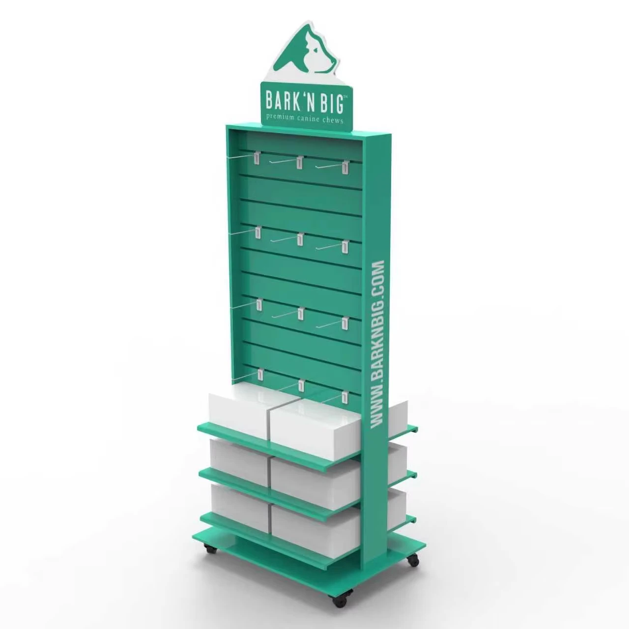 

Custom Logo Retail Brand Store Display Racks Pet Toy Display Stand Floor Wood Double-sided Stand