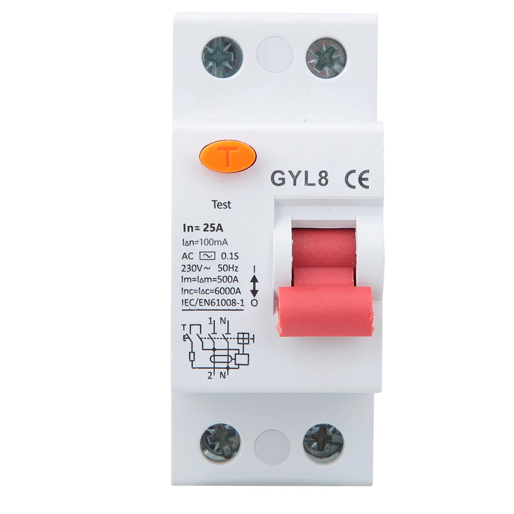 Residual Current Circuit Breake 2P Leakage Circuit Breaker 25A 230VAC Circuit Breaker Leakage Protection Electrical Equipment