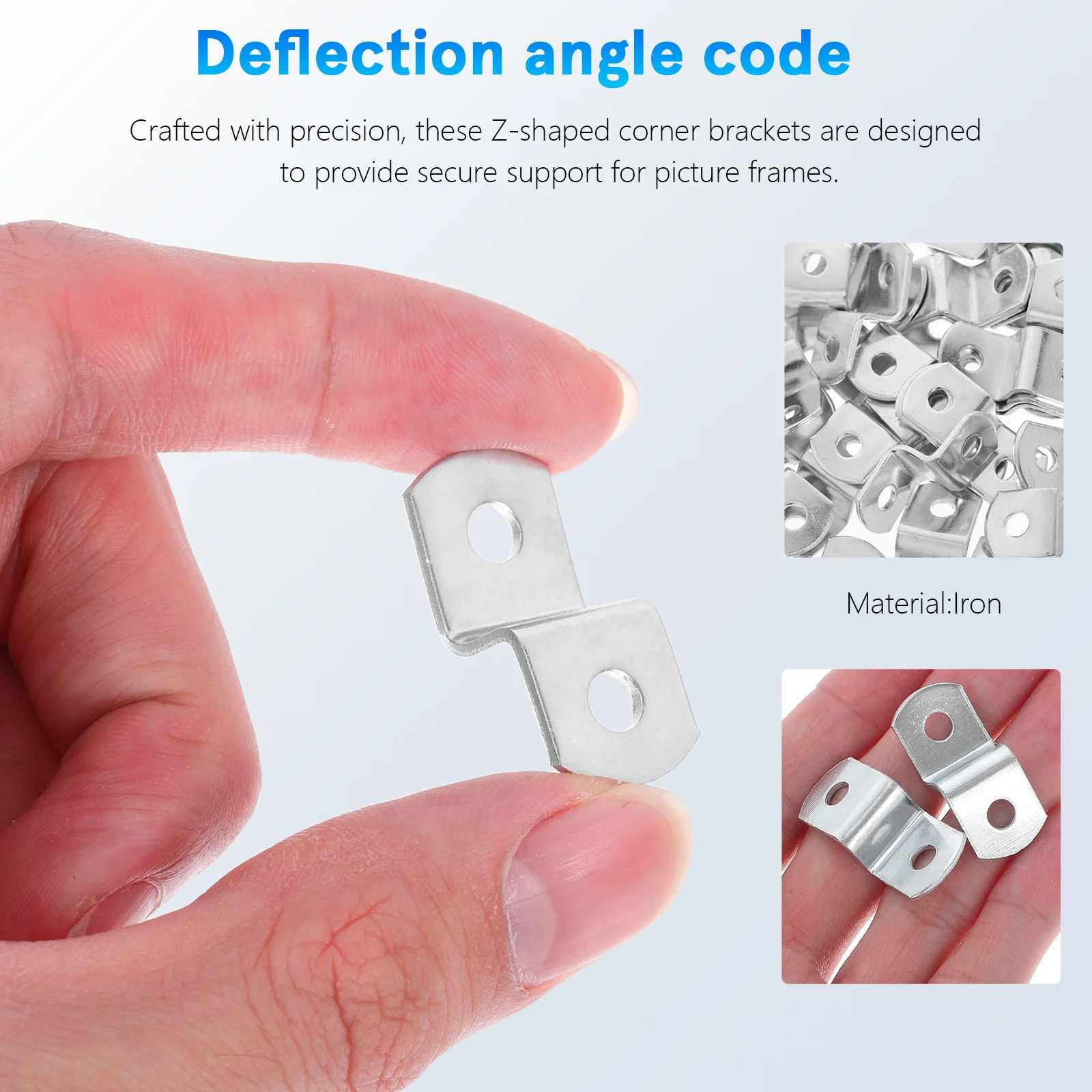 50 قطعة رمز الزاوية: مشابك الإطار المعدني على شكل Z لأدوات تأطير الصور ذات الفتحة المزدوجة ومشابك أجهزة تركيب الأعمال الفنية #4