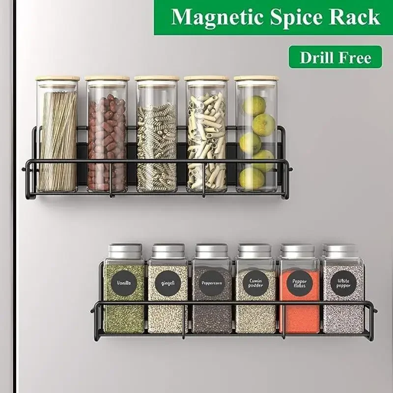 

Magnetic Spice Rack Organizer for Refrigerator and Microwave Oven Metal Fridge Shelf for Kitchen Lid holder kitchen Wok ring