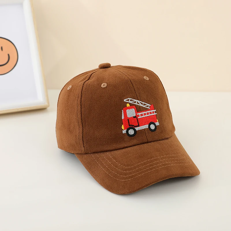 2024 New School Boy Baseball Hats Embroidered Fire Truck Children Outdoor Summer Kids Caps for 2-8Years Baby Sports Hats