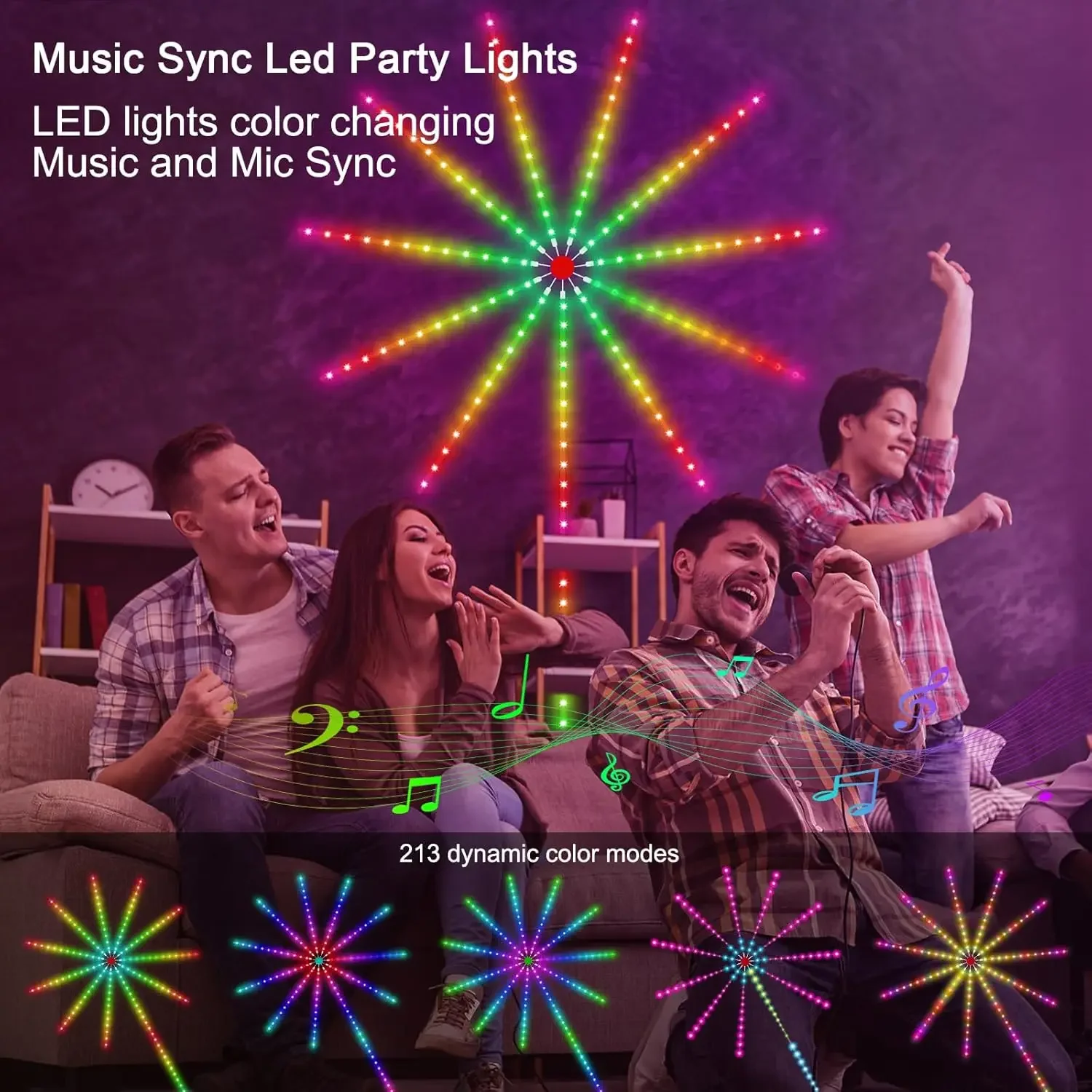 Rgbic Firework Led Strip Light Bluetooth  Neon Strip APP Led Lights  Usb 5V Led Strips Christmas Party Decoration