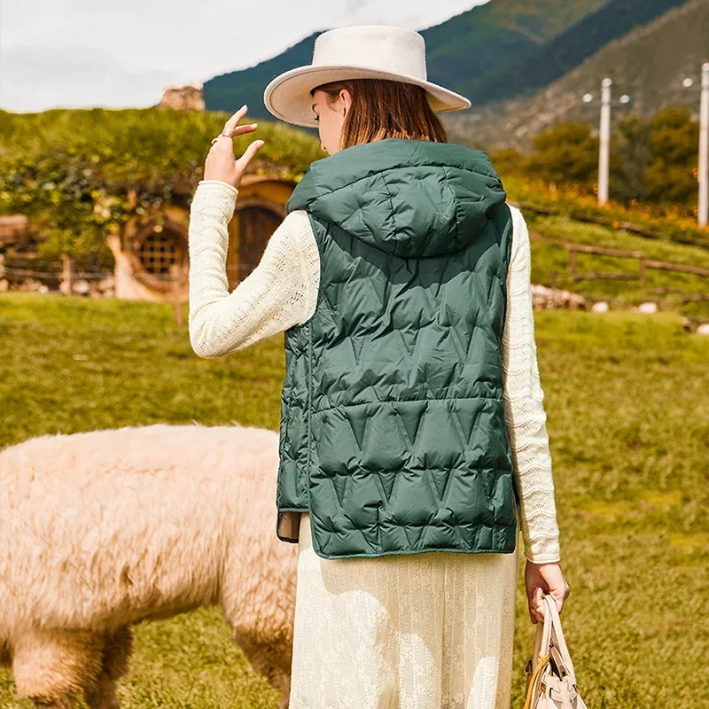 Doudoune chaude et légère pour femmes, gilet court à capuche, à la mode, nouvelle collection automne hiver 2024