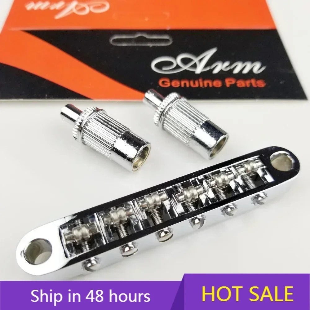 H X Shop Store-1 Set Tune-O-Matic Roller Saddle Bridge LP SG جسر الجيتار الكهربائي ( # 0678 ) صنع في كوريا
