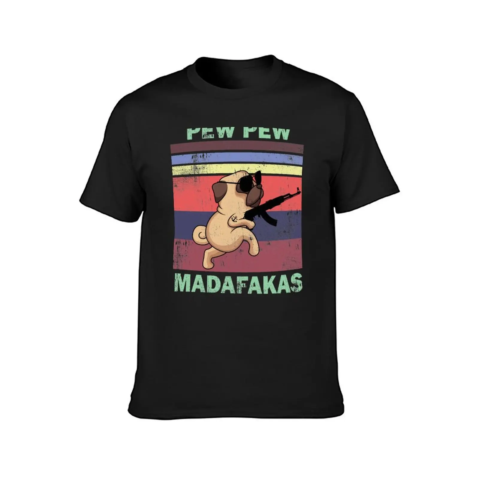 Pug Dog Pew Pew Madafakas vintage T-Shirt Aesthetic clothing boys whites mens graphic t-shirts big and tall