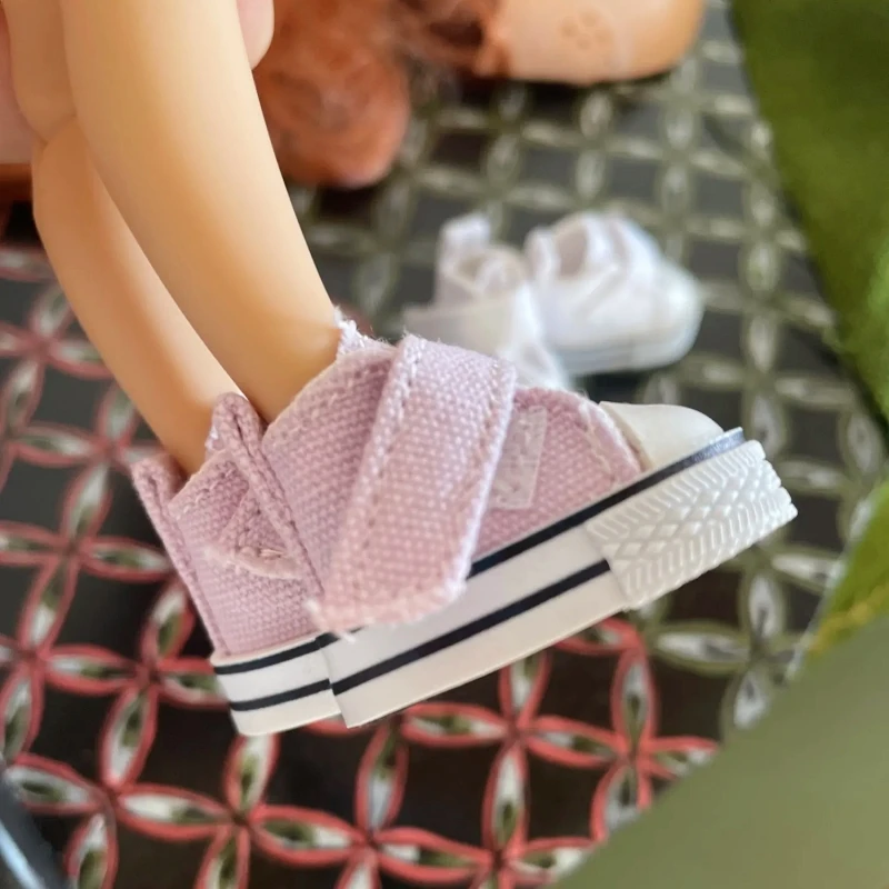 Tilda 3.6cm Fabric Doll Shoes For Blythe Doll Ob24 Toy Doll 1/8,Canvas Sneakers Shoes for EXO KPOP Stuffed Doll 1/6 Joint Body