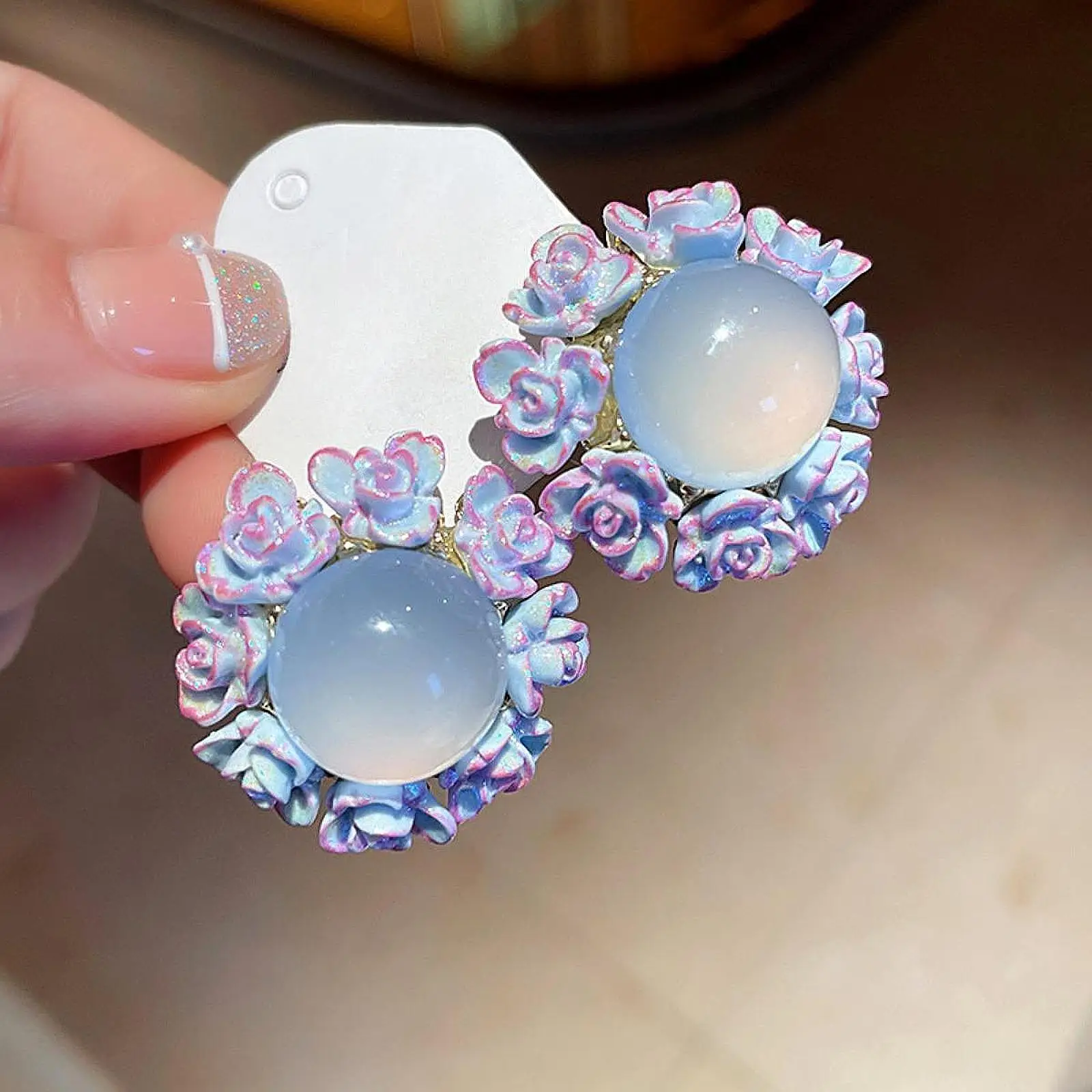 

Round Flower Earrings Jewelry Charm Summer Trendy Lightweight for Women Ladies Dangle Drop Earrings for Valentine's Day Gift