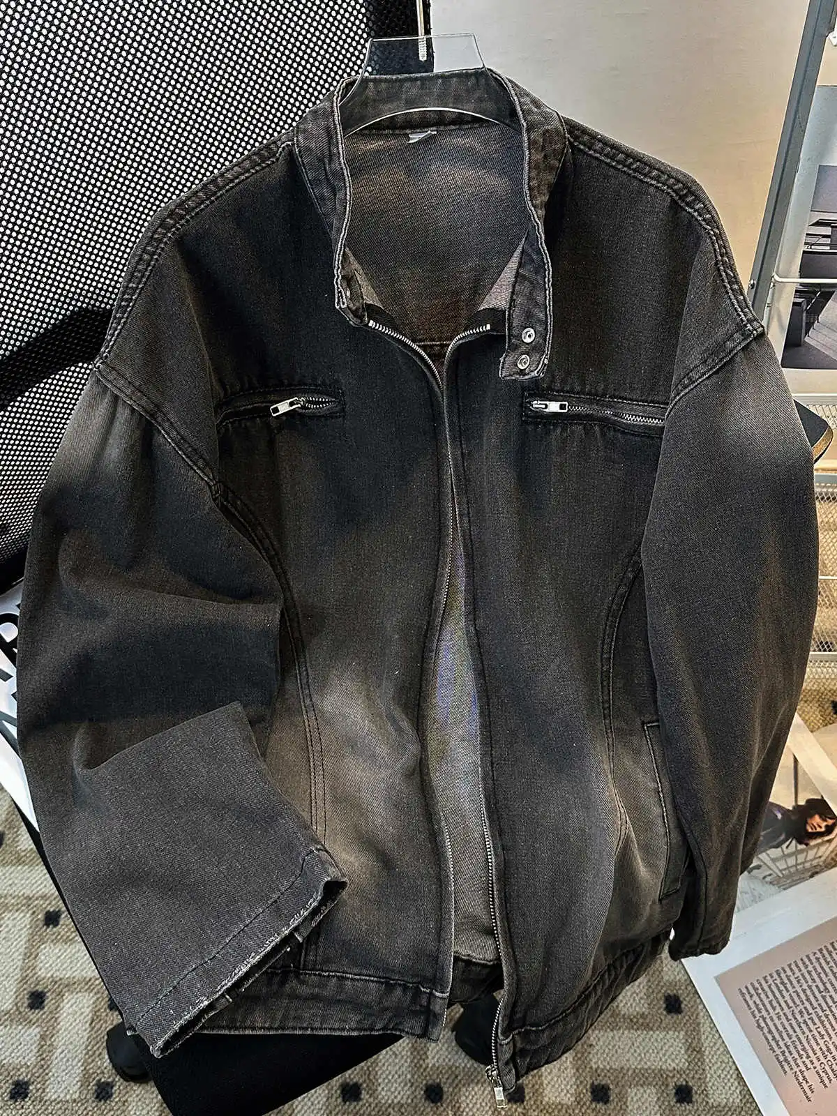 

Women Black Gothic Denim Jacket Harajuku Long Sleeve Jean Jacket Outerwear Korean Y2k Vintage Denim Coat Emo 2000s Clothes 2025