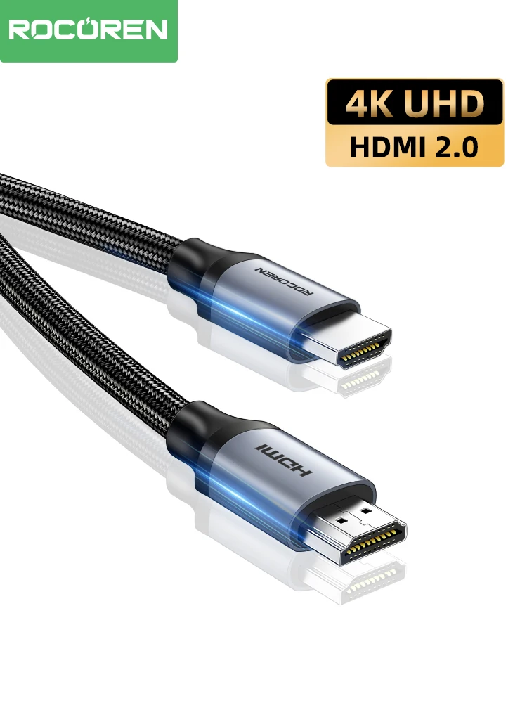 Rocoren 4K HDMI-Kabel, Stecker auf Stecker, HDMI 2.0-Kabel, High-Speed, 4K@60HZ, 2K@144HZ, 18 Gbit/s, für PS5/PS4, Xbox, Fire TV, kompatibel mit PC