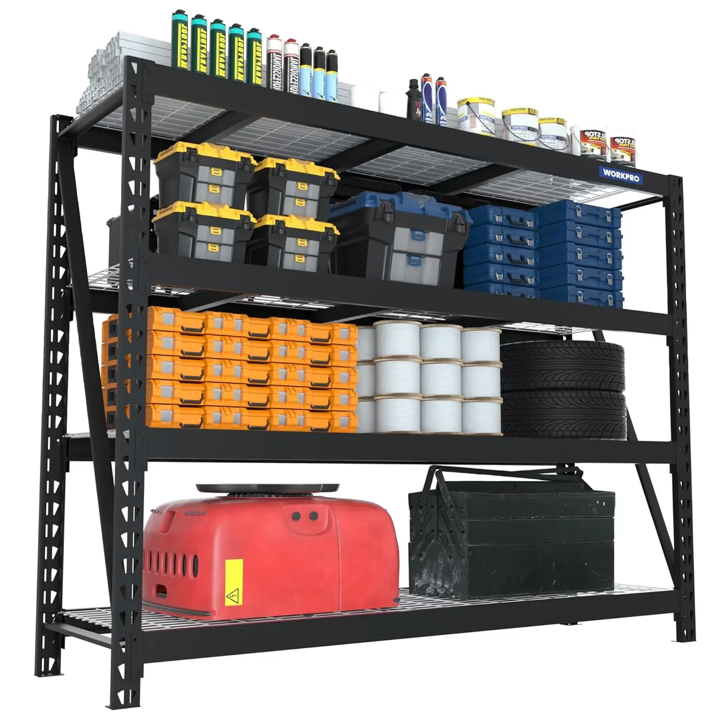

68in 4-Tier Metal Garage Shelving 7200LBS Heavy Duty Adjustable Storage Rack for Shop Warehouse, Custom