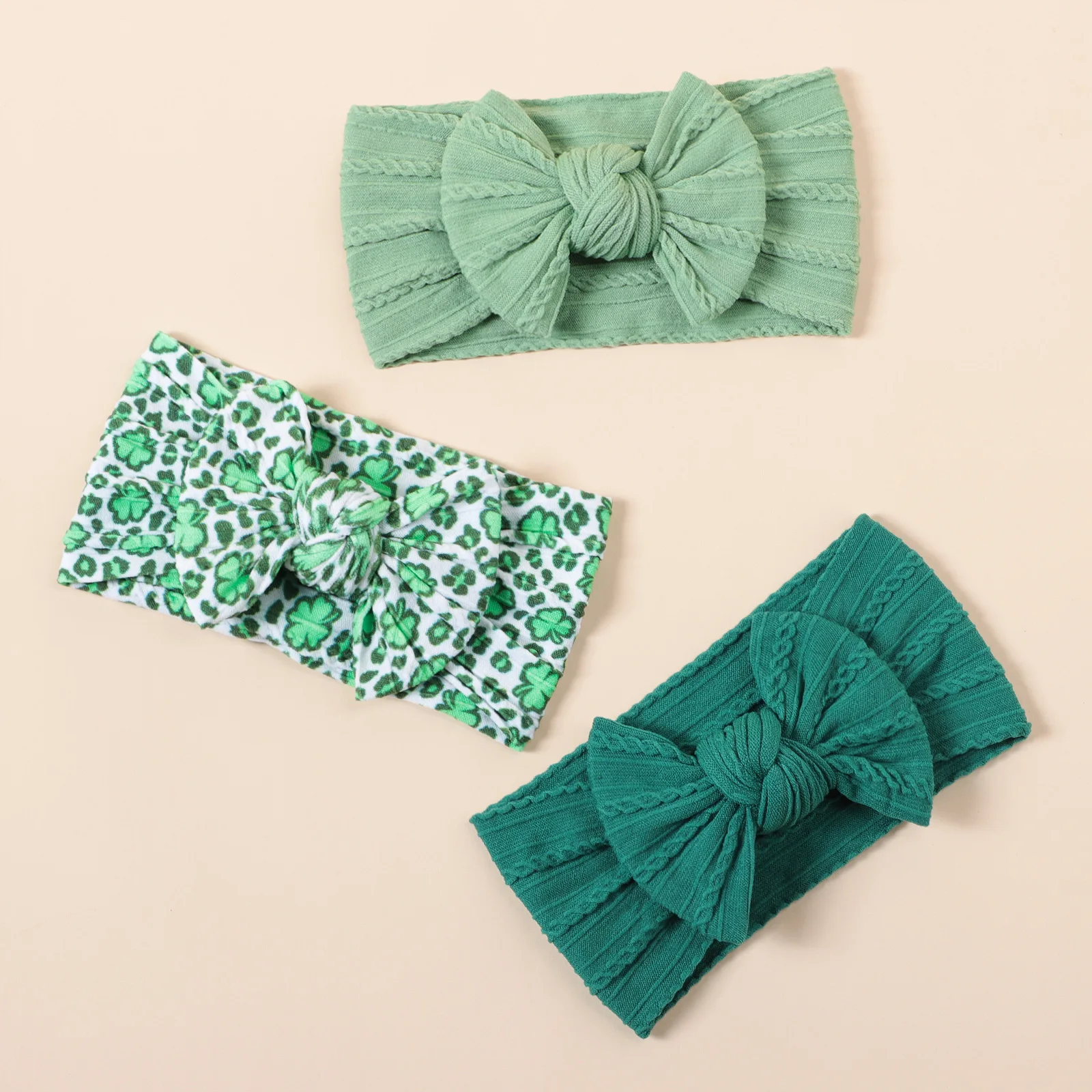 20pcs Floral Print Nylon Headband Baby Cable Knit Soft Headwear Kid Girl Rib Turban Hair Wraps Bulk Hair Accessories for Kids