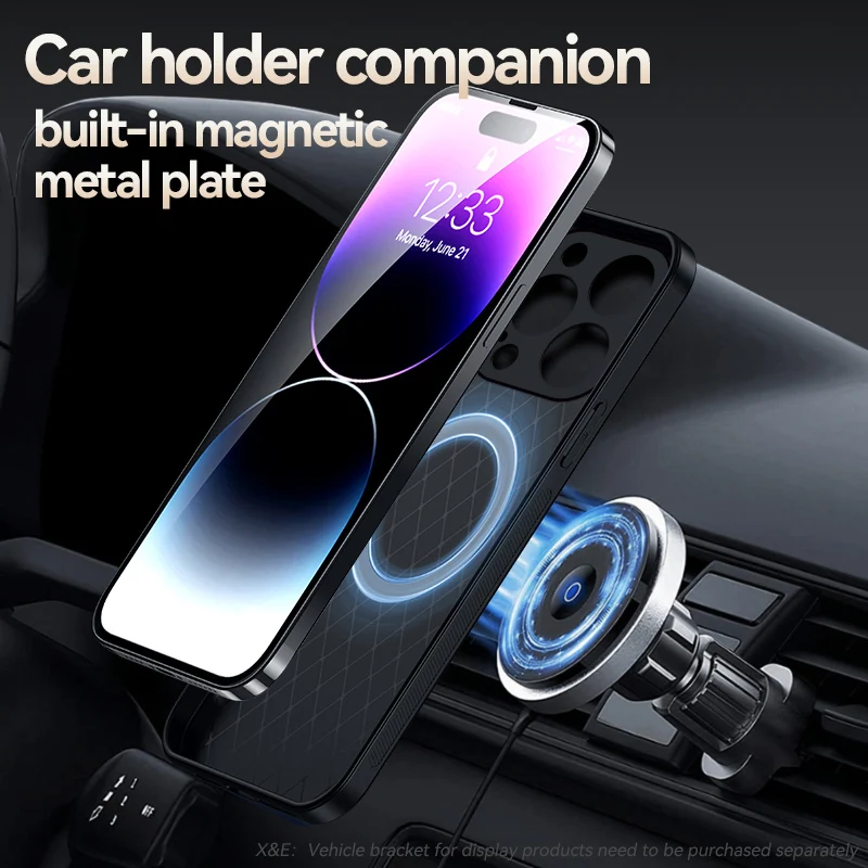 For iPhone 15 14 13 12 11 Pro Max Case Magnetic Car Holder Phone Case For iPhone 14 15 Plus X XR XS Max Soft Leather Back Cover