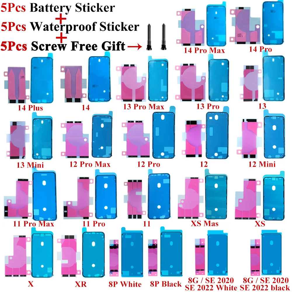 10pcs Battery Adhesive Strips Glue Tape Sticker For iPhone 11 12 13 14 Pro Max 8 7 SE 2022 XS X XR LCD Display Screen Waterproof