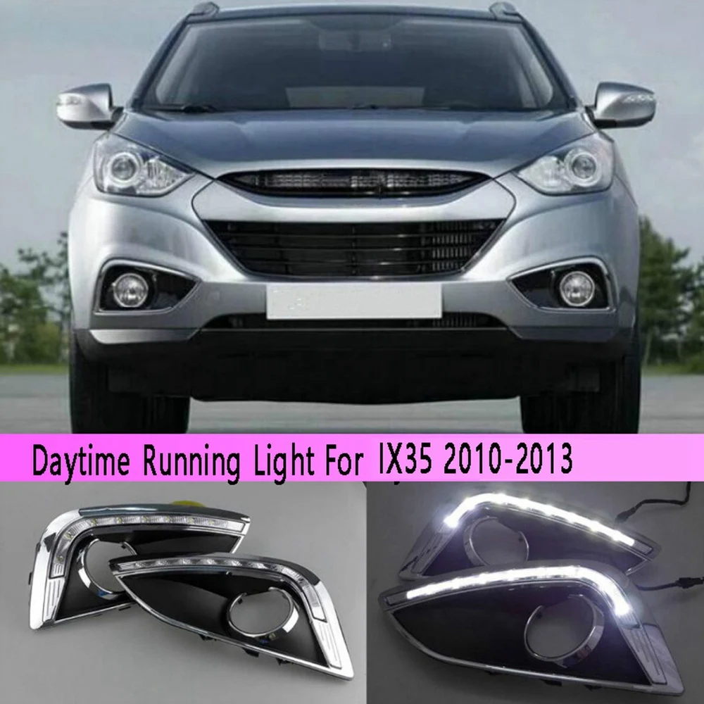 

X-T 1Pair Daytime Running Light with Fog Lamp Hole Corner Light Signal Lamp Assembly for Hyundai IX35 2010-2013