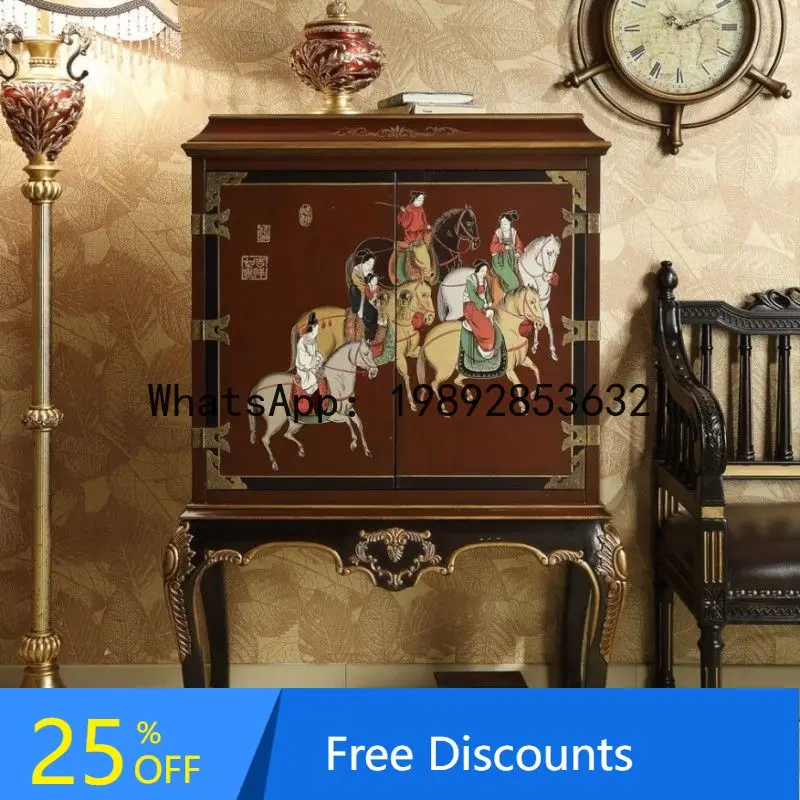 

CZ Dynasty Antique Chinese Style Painted High Storage Cabinet High-end Home Storage Cabinet Decorative Cabinet