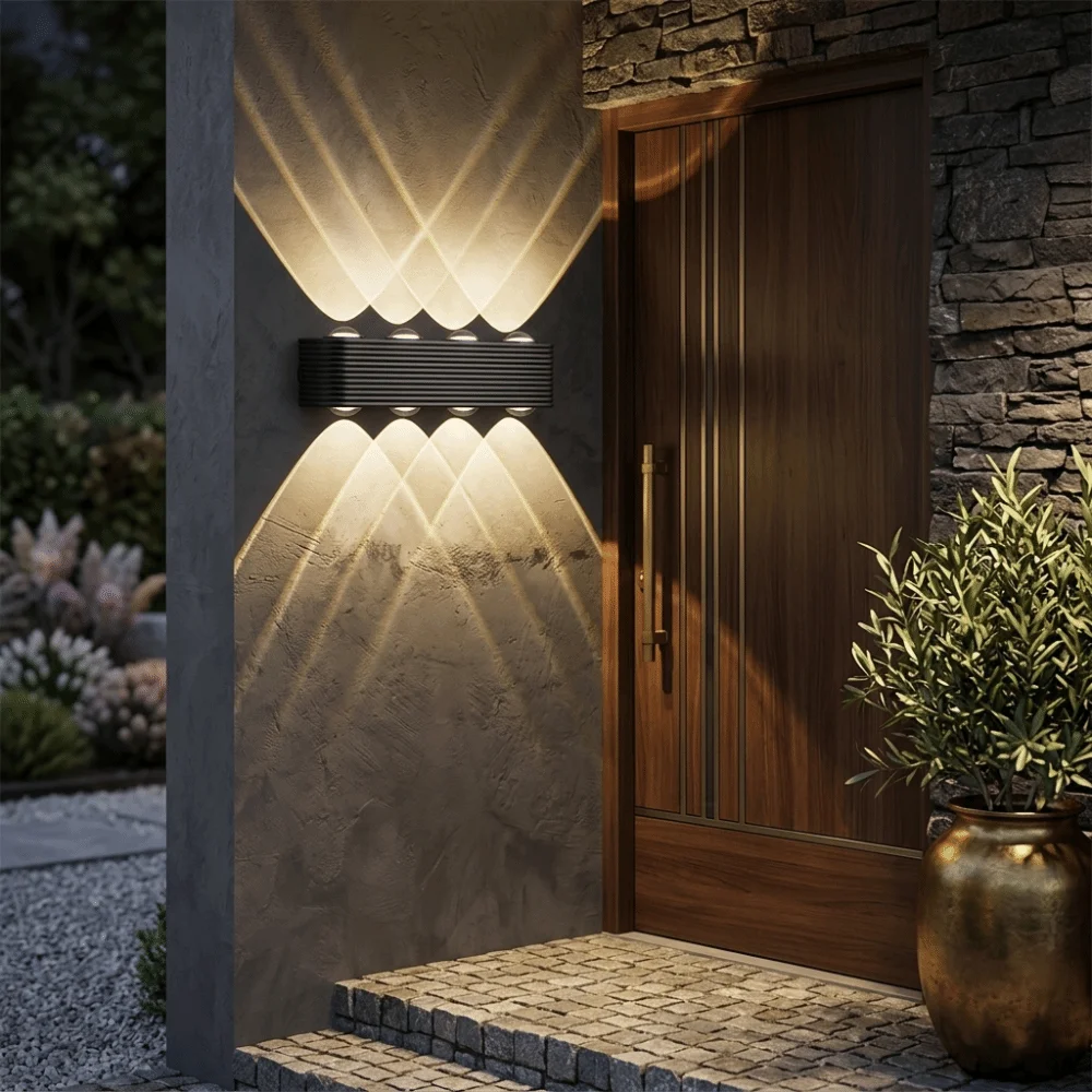 Waterproof LED Wall Sconce Warm Light Stable Structure Double Head Wall Sconce Minimalist Design Easy to Mount Outdoor Wall Lamp