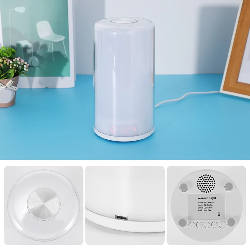 Wake Up Light, Alarm Clock With Sunrise Simulation, 5 Natural Sounds, Multi Light Modes,Contact Control Night Light