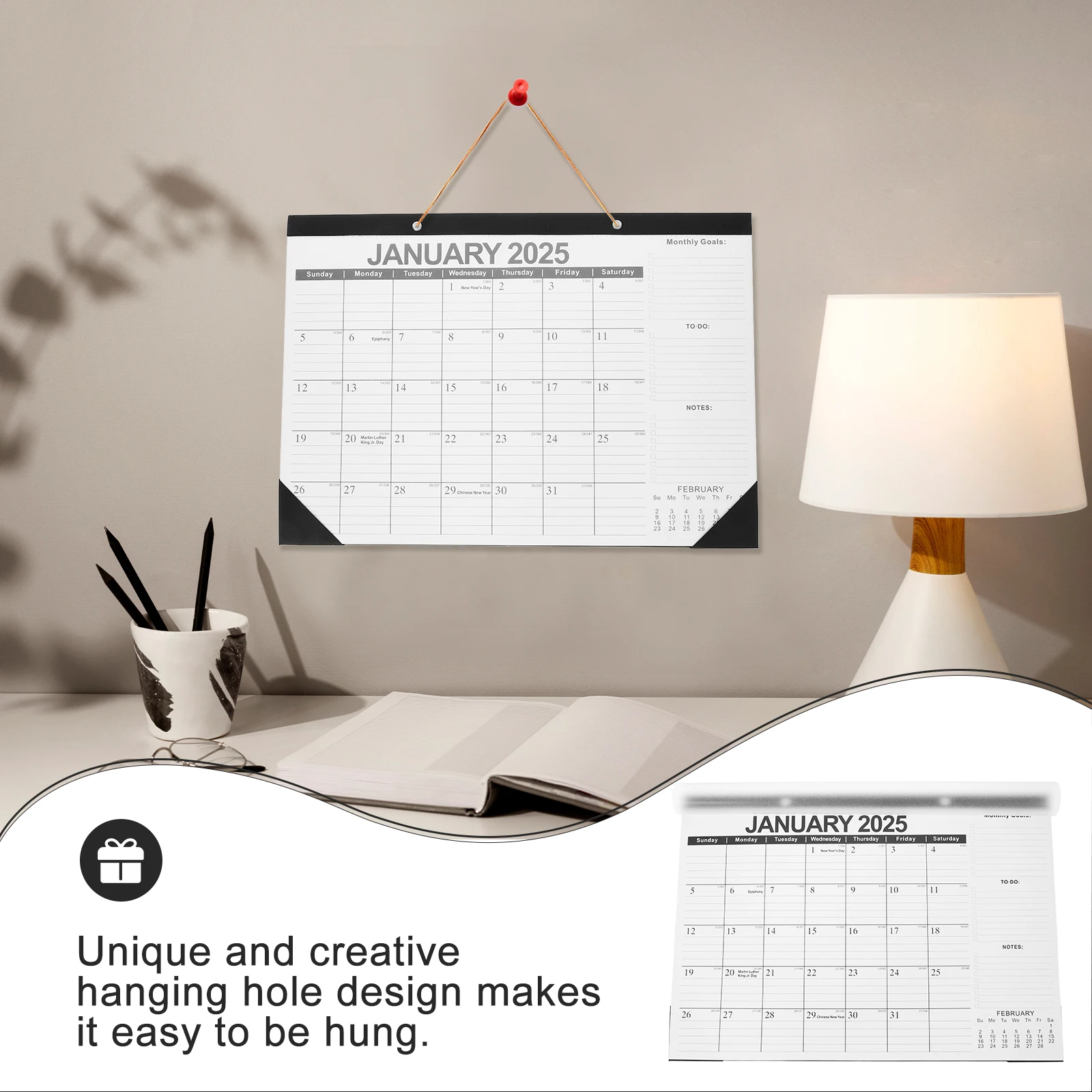 

Wall Hanging Calendar Monthly Planner Large Paper for Home Office Decorative Schedule Memo Calendars Practical Gift