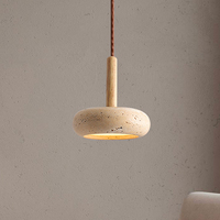Wabi Sabi D150mm Yellow Stone Bowl Droplight Led 12W Over Kitchen Island Dining Table Bedside Restaurant Hanging Pendent Lamp