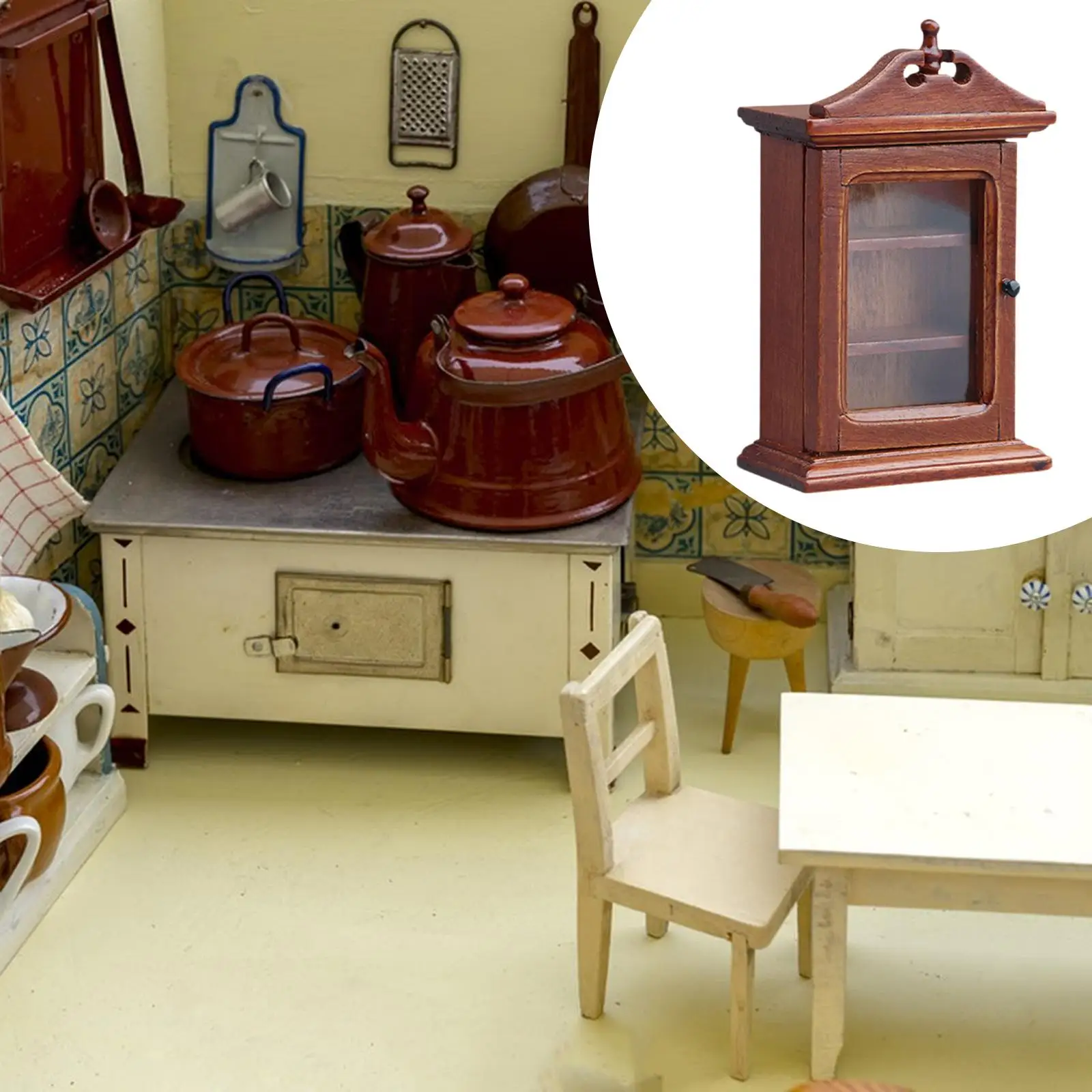 

Миниатюрный шкаф для кукольного домика, масштаб 1:12, европейский, однодверный шкаф для кукольного домика, сцена из жизни, классический искусственный декор для гостиной