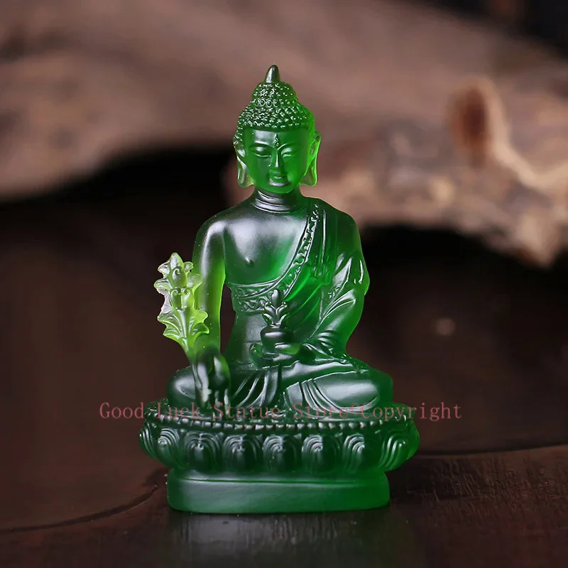 Wholesale Buddhist supplies--7 color -home Temple Buddhism ART the Medicine Guru Buddha Crystal resin Decorative Buddha statue