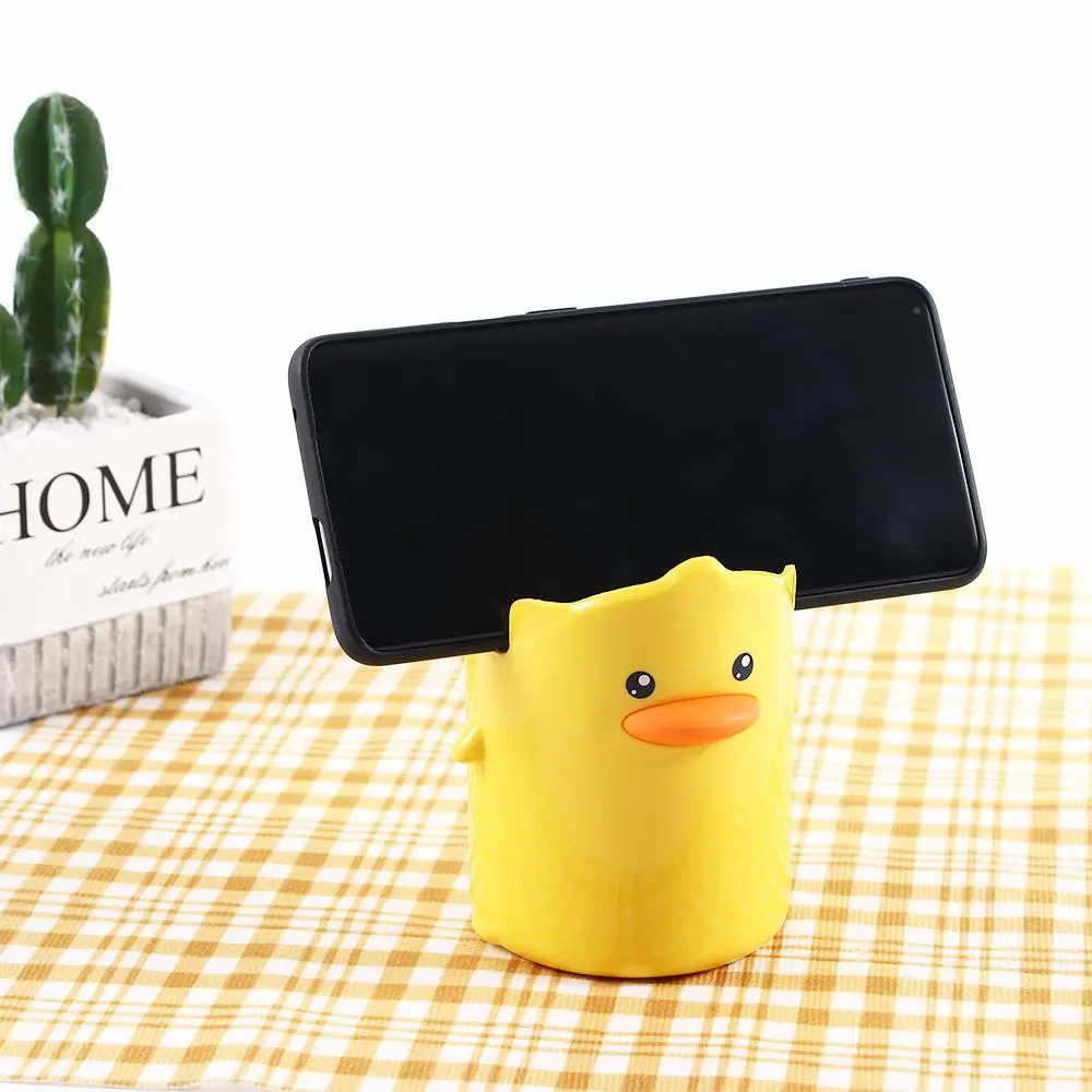 Organizer School Accessories Cute Home Decor Student Stationery Pencil Case Yellow Duck Pen Holder Desktop Storage Box