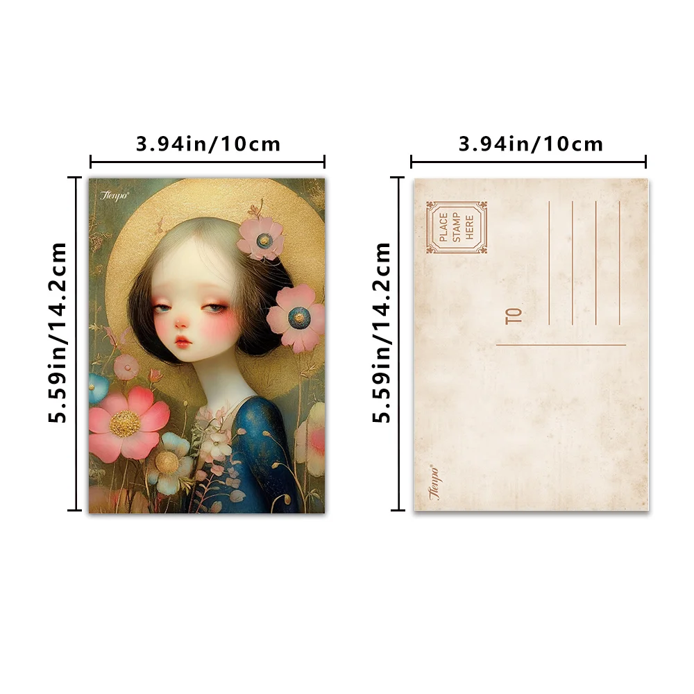 32pcs, color-block illustration girl postcards, decorative/greeting cards/postcards,high-precision printing,collectible/mailable