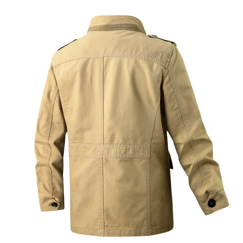 New Men's Spring Autumn Coat Casual Jackets Solid Color Multi Pocket Fashionable Coats High Quality Men's Wear Lapel Work Jacket