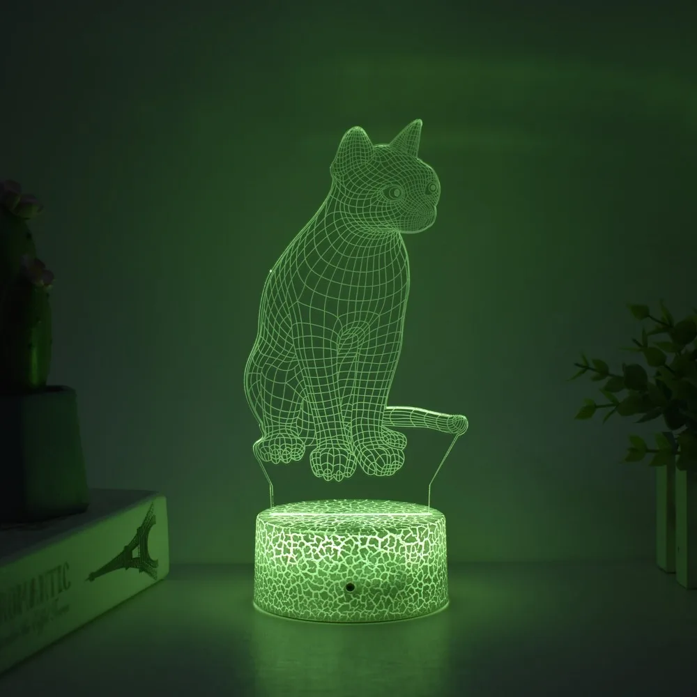 Nighdn Cat 3D Night Light for Bedroom Decoration 7 Colors Changing 3D Illusion Lamp Birthday Christmas Gifts for Kids and Elders