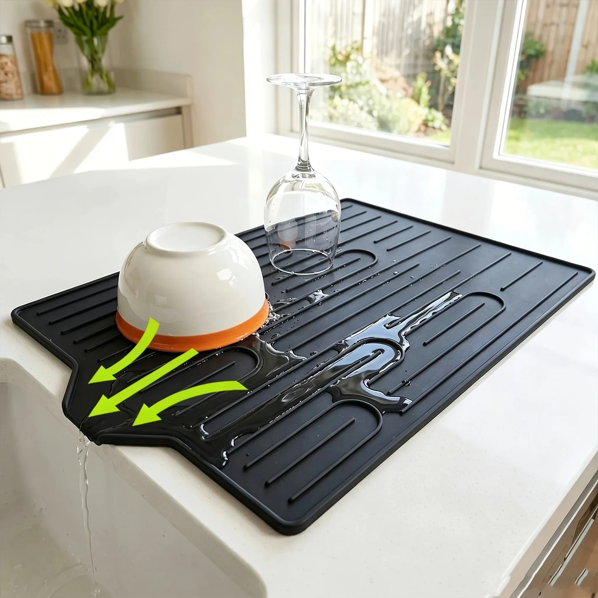 Silicone Drain Pad Drying Mat Pots Dish Drain Mat For Kitchen Tableware Non-slip Mats Anti-scald Coaster Kitchen Utensils 1PC