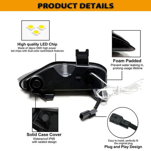 Imagen 2 del producto IJDM parachoques de coche señal de giro ámbar secuencial reemplazar Switchback luz de circulación diurna LED blanca para Infiniti 2014-2020 Q50 Q50S