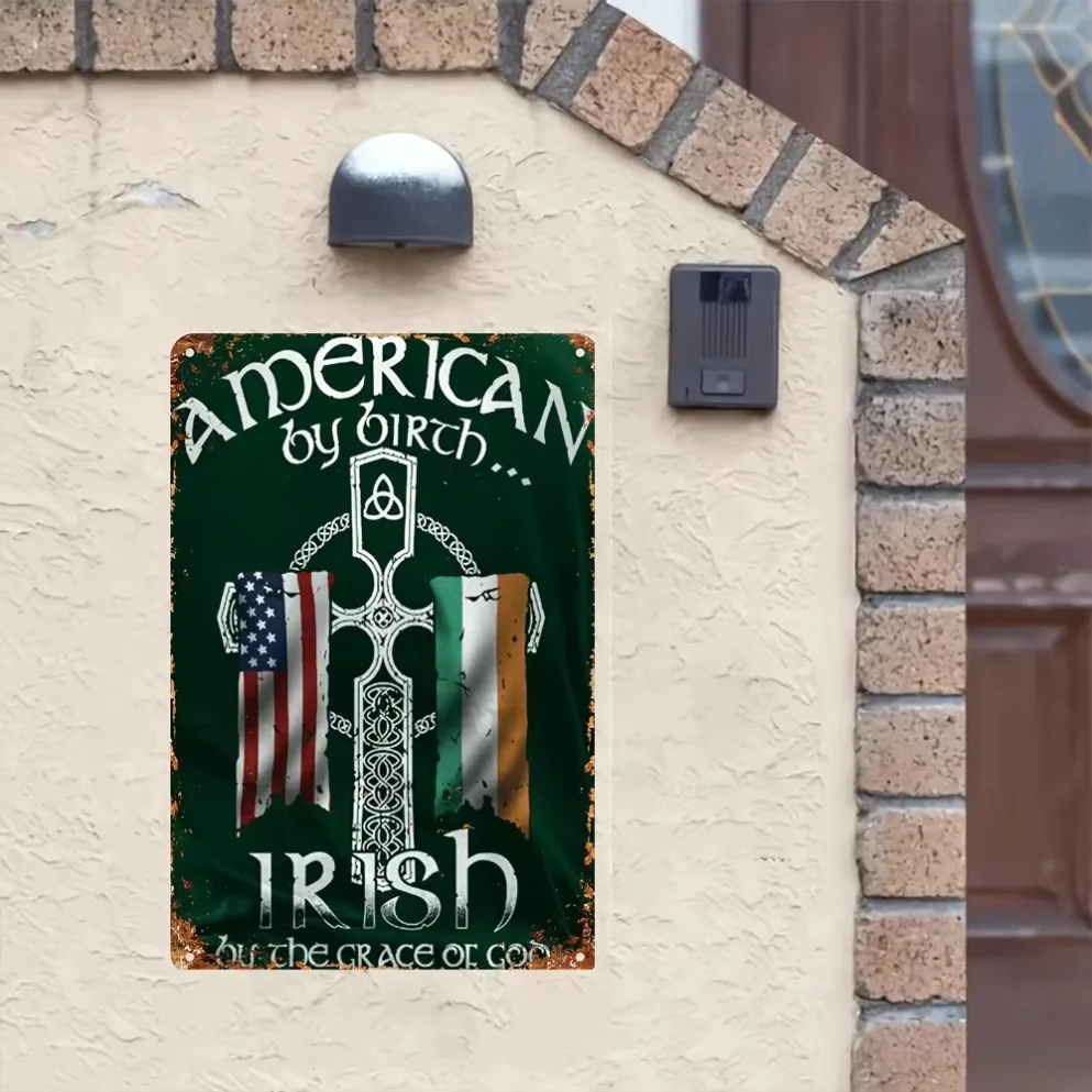 Wall Decor，Vintage Metallic Irish Born - Grace Sign -  Country Wall Decoration for Home, Bar, Outdoor Spaces,  Bathrooms
