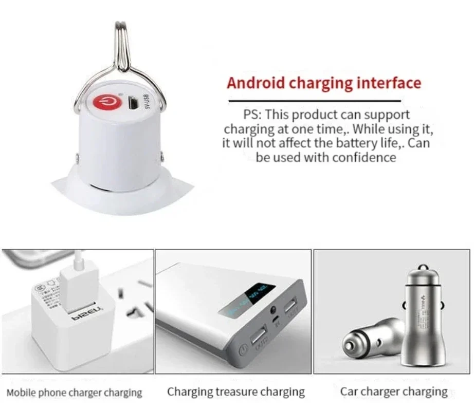 Luz LED de emergencia recargable por USB para barbacoa, Bombilla de emergencia portátil para exteriores, luz de batería (1/5/10 piezas)