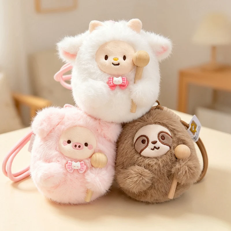 

Decompression Electronic Wooden Fish Plush Toy Adorable Sheep Sloth Pig Stuffed Animals Tapping Dolls For Creative Gifts
