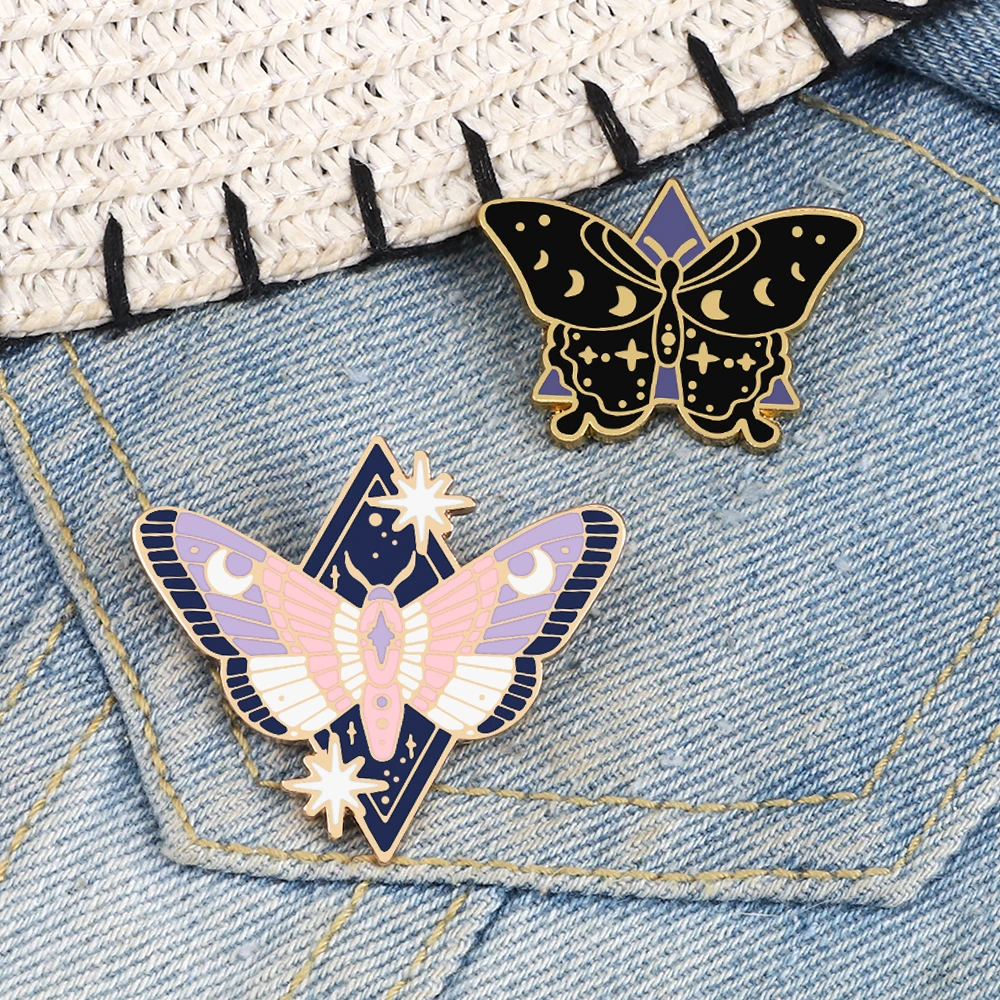 Fantasy Purple Butterfly Brooches for Women Pretty Moth Enamel Pins Cartoon Flying Insects Badges Kids Denim Lapel Jewelry Gifts
